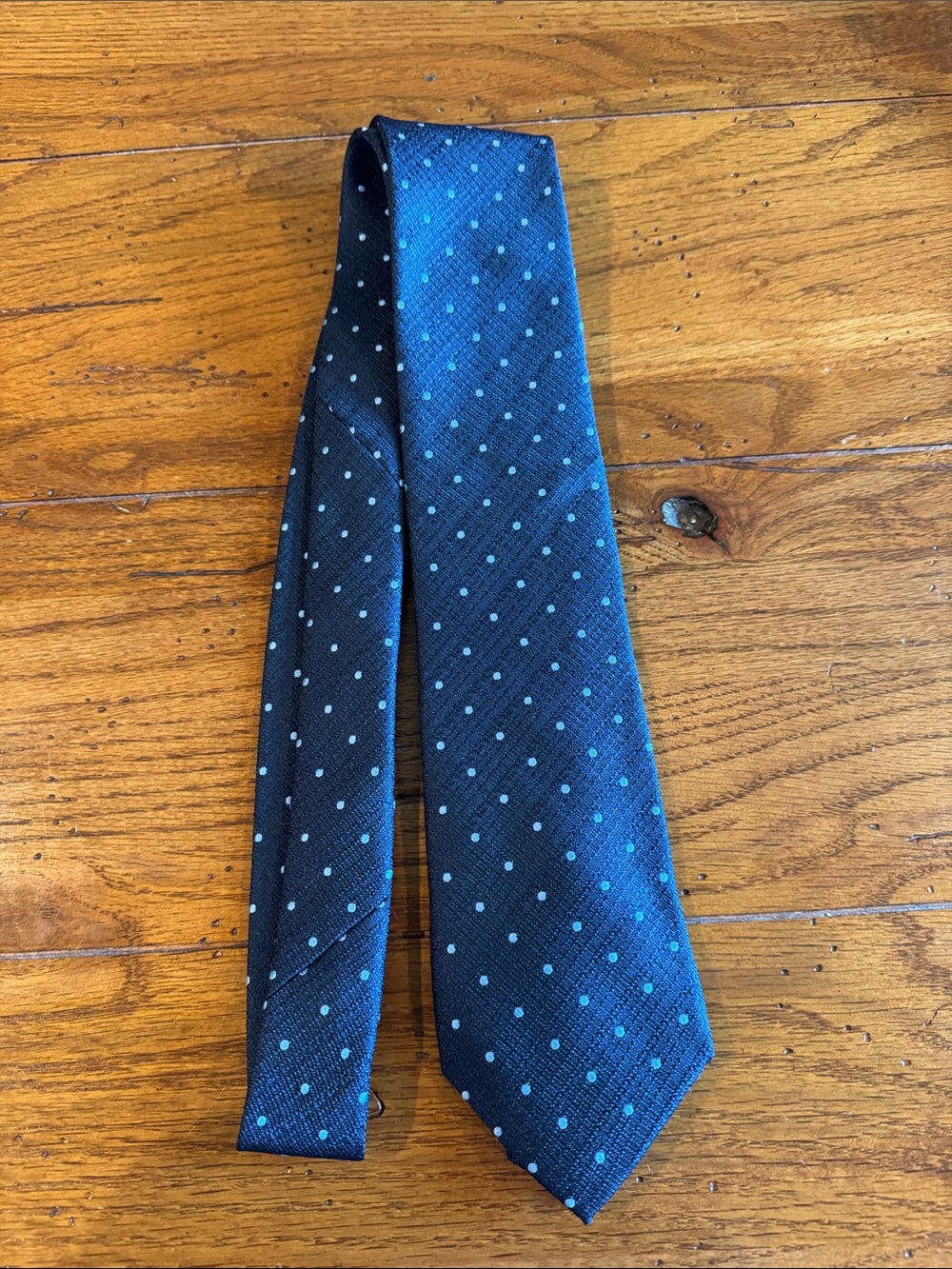 Van Heusen Navy Tie with Light Blue Polka Dots
